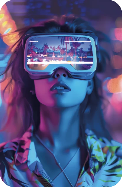 Estudiante con un visor de realidad virtual