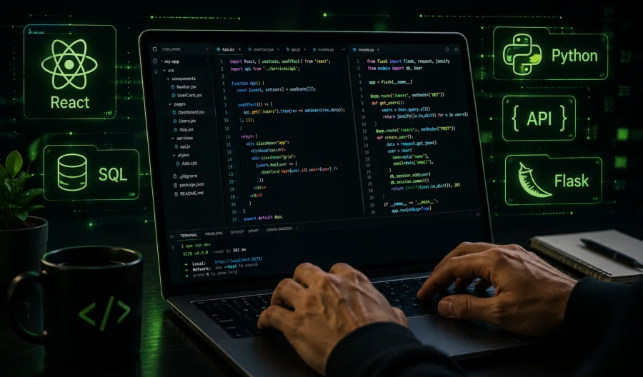 Desarrollo de aplicaciones con React, SQL y Flask